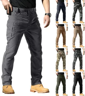 Mens Tactical Pants Waterproof Ripstop Baggy Camo Cargo Pants Quick Dry Hiking Carpenter Work Pant Multi Pockets