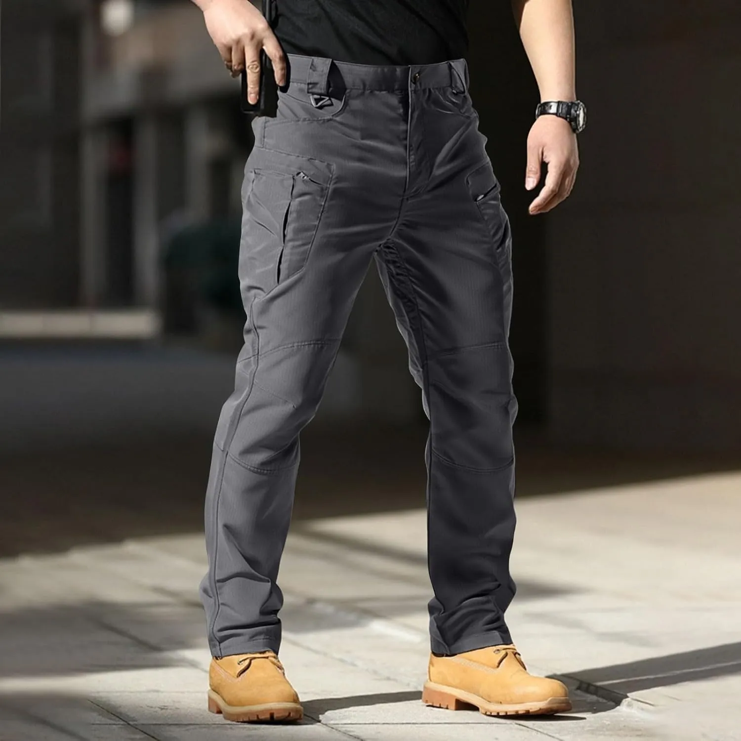 Mens Tactical Pants Waterproof Ripstop Baggy Camo Cargo Pants Quick Dry Hiking Carpenter Work Pant Multi Pockets
