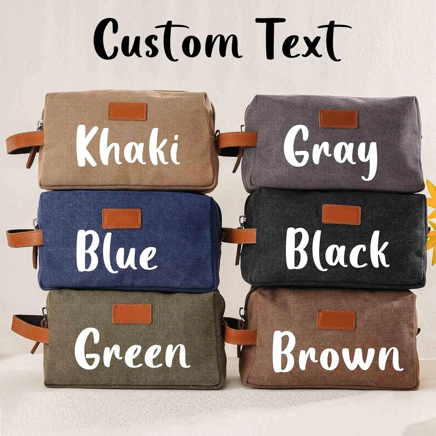 Mens Toiletry Bag, Snirov Personalized Travel Toiletry Bag for Men Engraved Name Canvas Handcrafted Toiletry Bag for Husband Dad Boy Friend Fathers Day Gifts