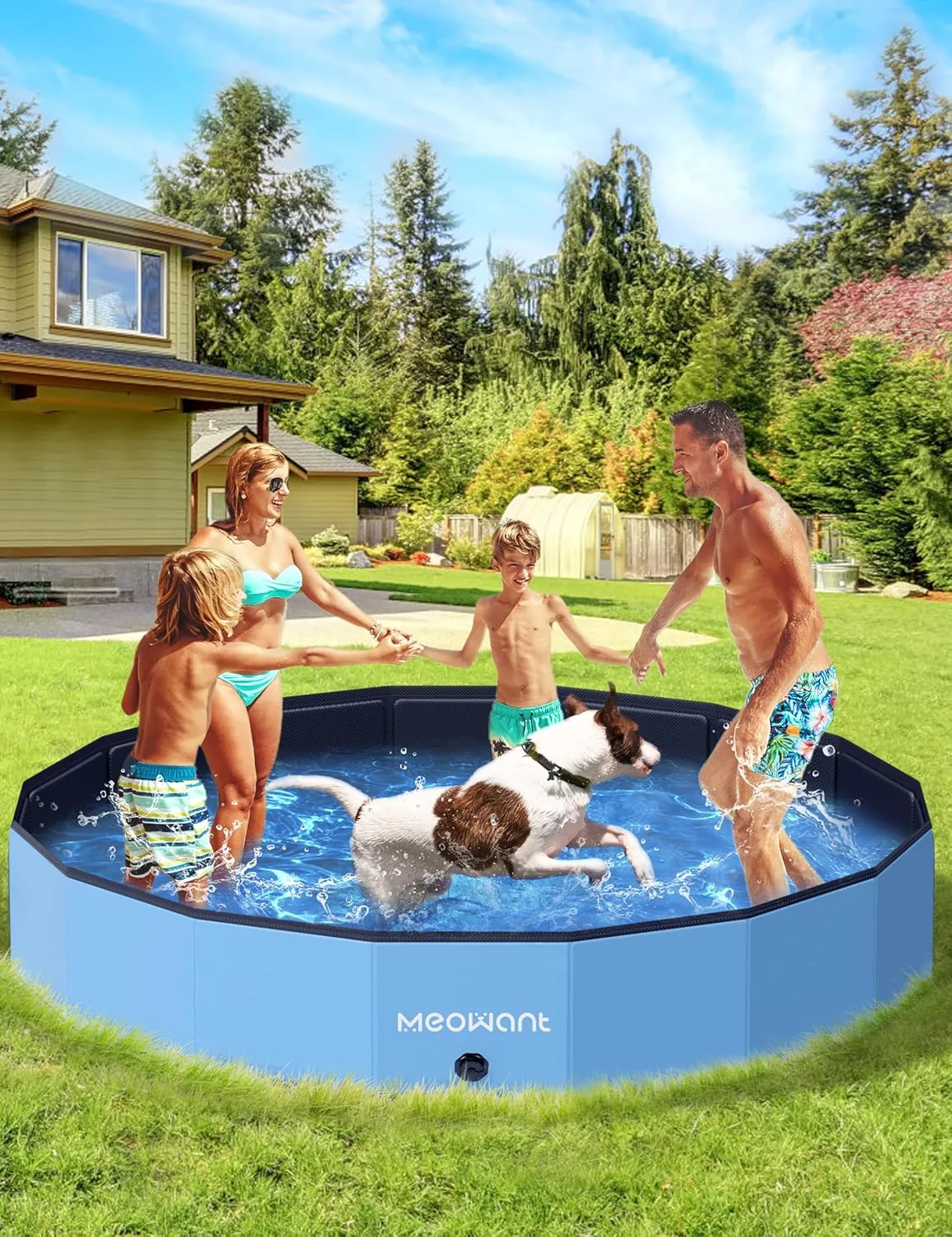 Meowant Foldable Dog Pools for Large Dogs, Hard Plastic Kiddie Pool Dog Swimming, Collapsible Pet Bath Pool, Portable Kids Pool for Extra Large Dogs (XXXL-79'' × 12'')
