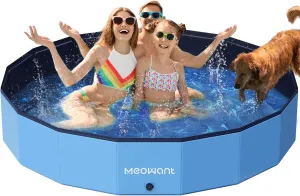 Meowant Foldable Dog Pools for Large Dogs, Hard Plastic Kiddie Pool Dog Swimming, Collapsible Pet Bath Pool, Portable Kids Pool for Extra Large Dogs (XXXL-79'' × 12'')