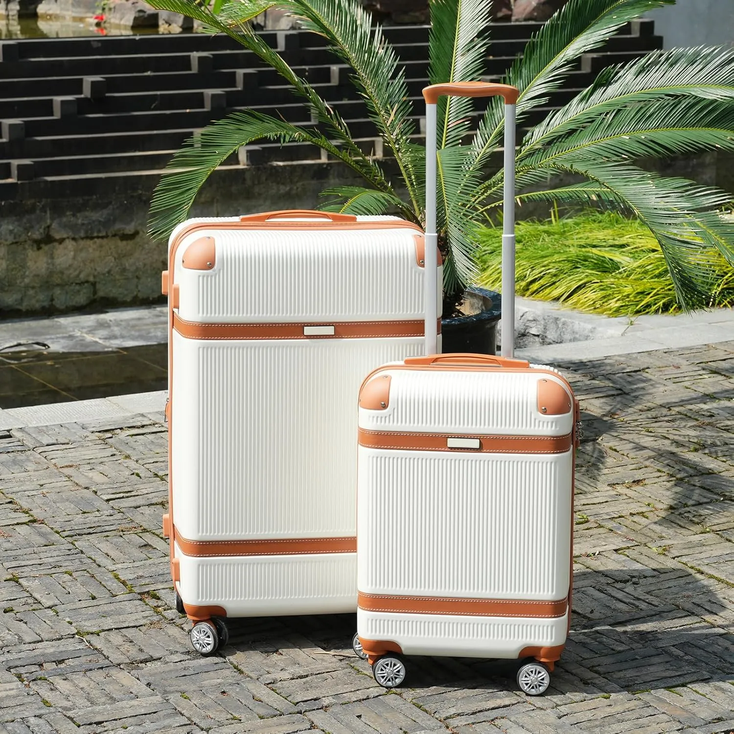 Merax Hardshell Luggage Sets 3 Piece Set 20" Carry-on ABS Suitcase Double Spinner Wheels with TSA Lock Suitcase set Expandable travel bag for Men and Women (3, White, 20" 24" 28" suitcase)