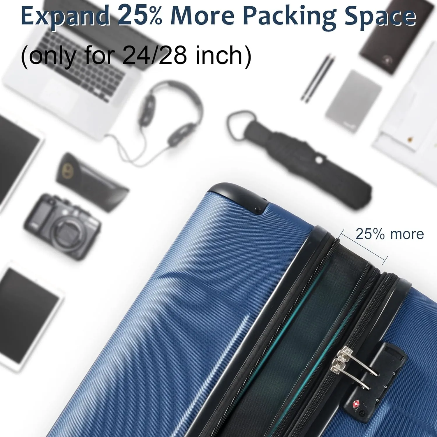 Merax Hardshell Luggage Sets 3 Piece Set 20" Carry-on ABS Suitcase Double Spinner Wheels with TSA Lock Suitcase set Expandable Travel Bags for Men and Women (Blue, 6 Peice)
