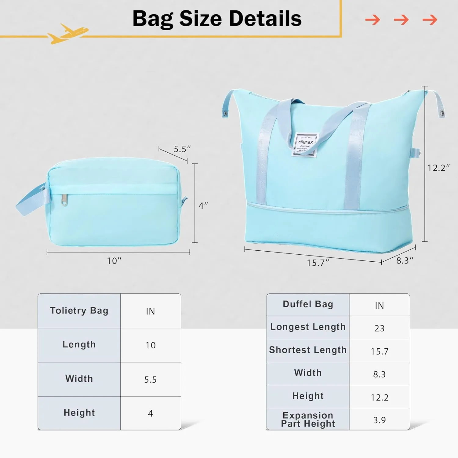 Merax Luggage Set 2 Piece Suitcase Sets with Spinner Wheel,Lightweight Hardside Expandable Travel Laggage with TSA Lock,Suitcase with Travel Bag(20"/24",Baby Blue)