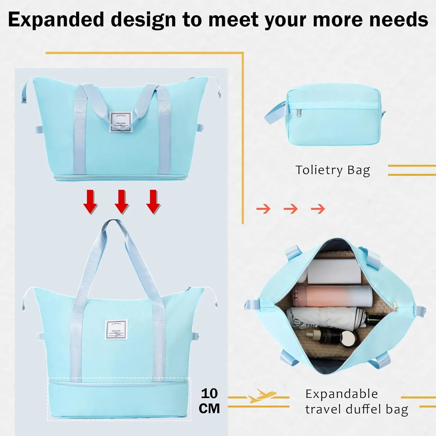 Merax Luggage Set Hardside Suitcase Bag, Light Blue, 20/24 Inch   Cosmetic & Handbag