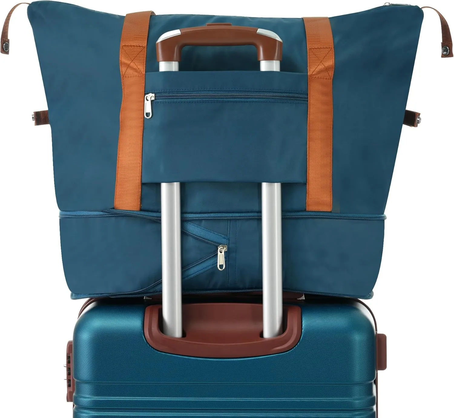 Merax Set 20 in Hardside Luggage Suitcase with Spinner Wheels, Blue, 20 Inch & Duffel Bag