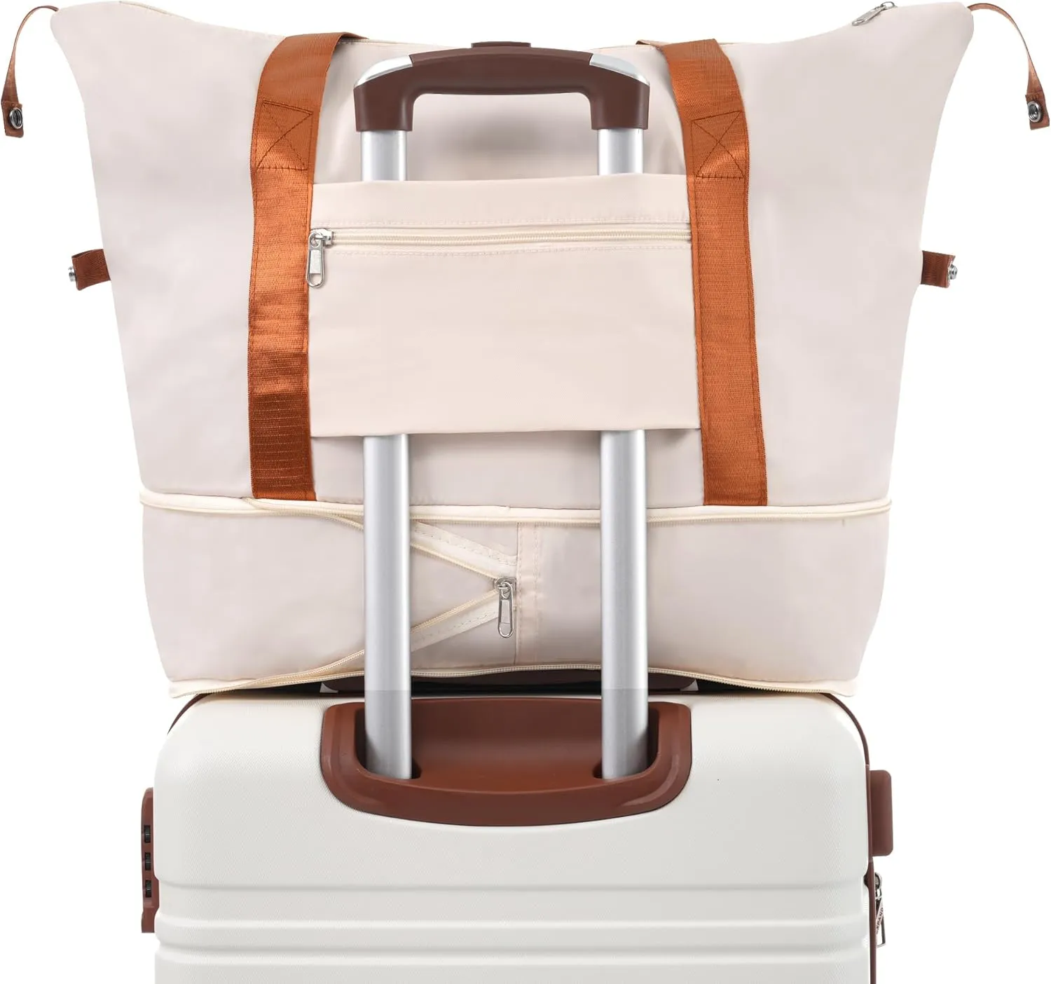 Merax Set 20 in Hardside Suitcase Luggage with Spinner Wheels, White, 20 Inch & Duffel Bag