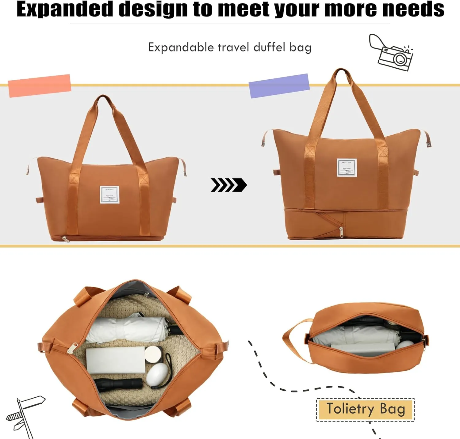 Merax Softside Luggage Set with Duffel Bag Expandable 3-Piece Suitcases Spinner Wheels TSA Lock Lightweight Travel Set Easy Access Pockets Premium 610D Fabric (Softside, Orange, (20/24/28/DB/TB))