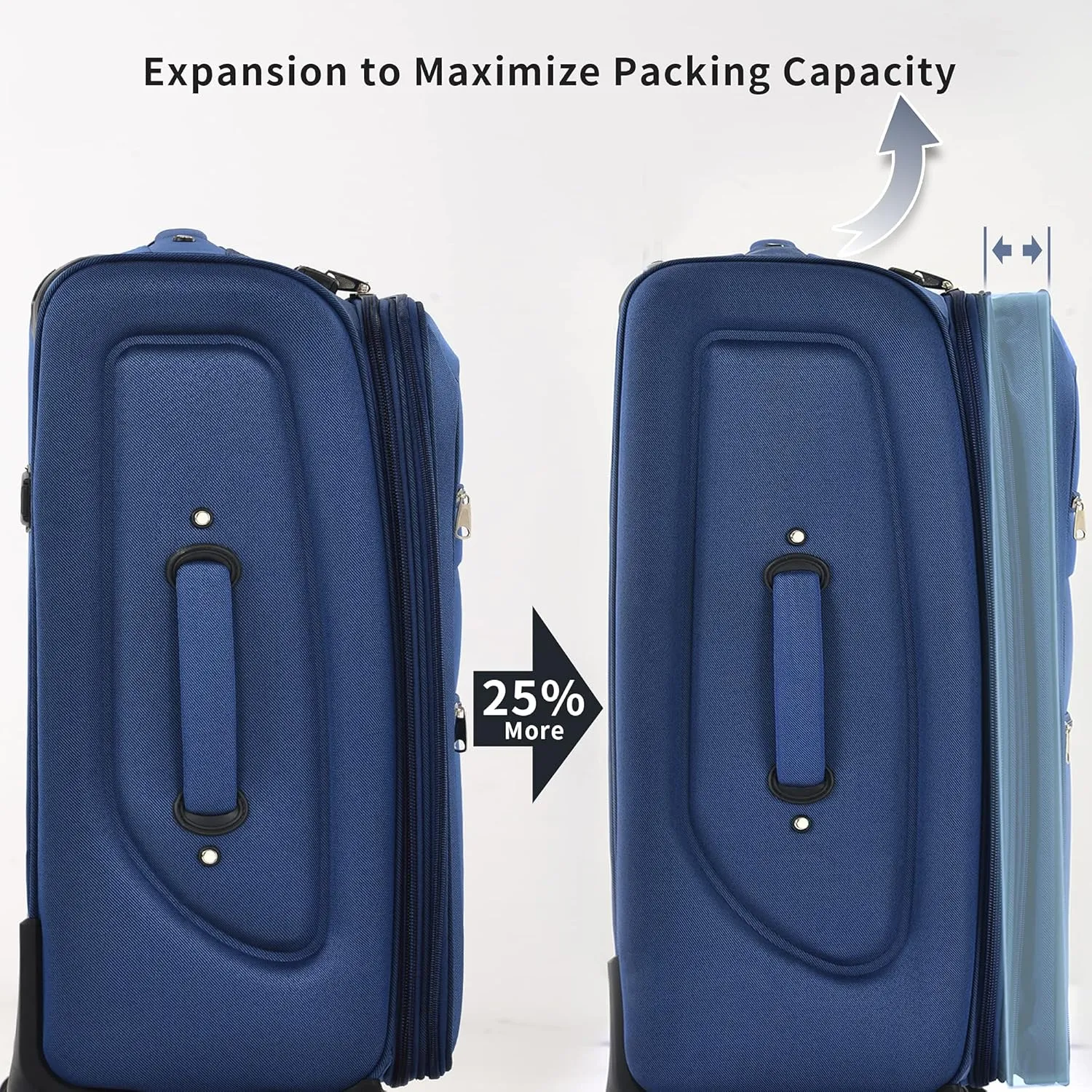 Merax Suitcase Set Softside 3-Piece Expandable Luggage with TSA Lock Spinner Wheels Lightweight Upright Luggage with Travel Bag(22/26/30 IN, Navy Blue)