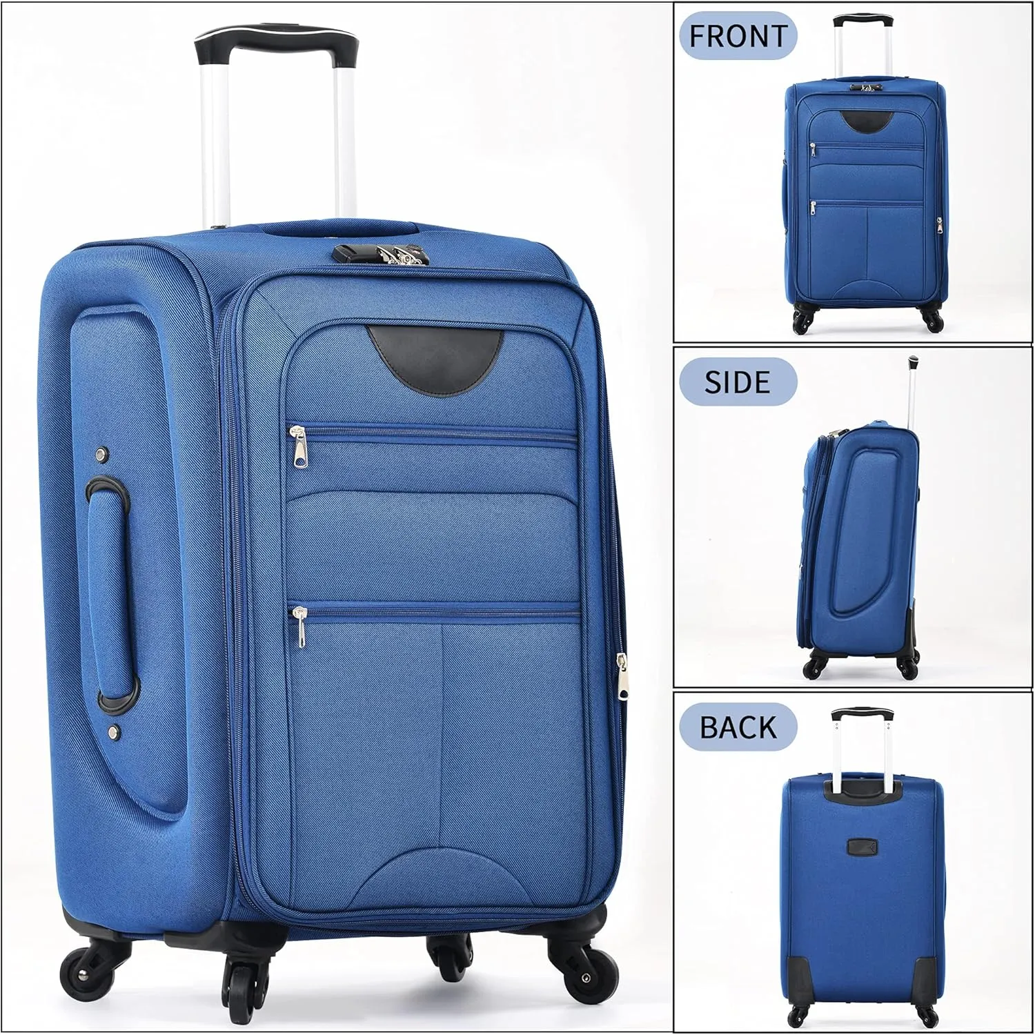 Merax Suitcase Set Softside 3-Piece Expandable Luggage with TSA Lock Spinner Wheels Lightweight Upright Luggage with Travel Bag(22/26/30 IN, Navy Blue)