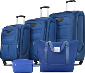Merax Suitcase Set Softside 3-Piece Expandable Luggage with TSA Lock Spinner Wheels Lightweight Upright Luggage with Travel Bag(22/26/30 IN, Navy Blue)