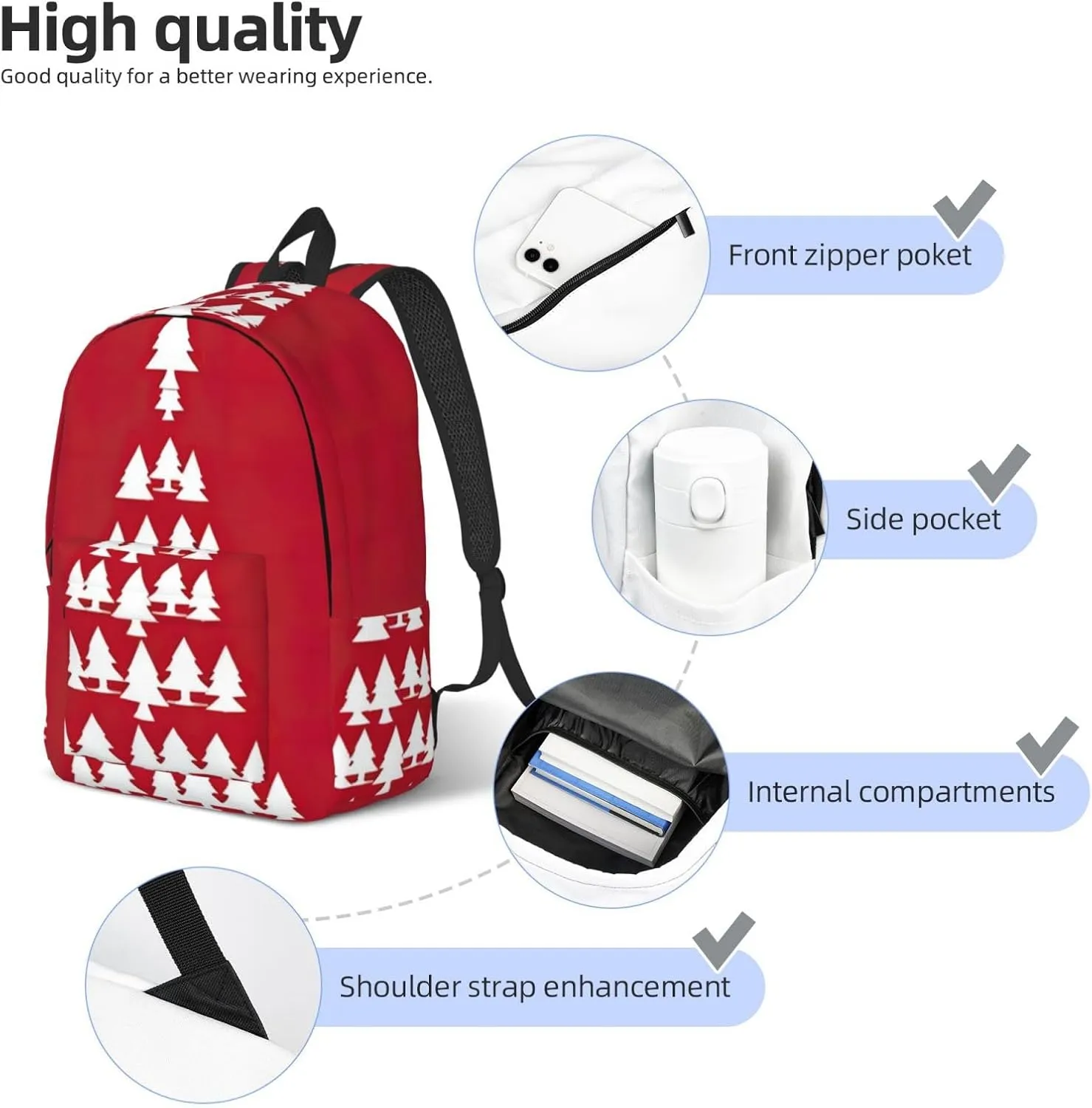 Merry Christmas Birch Tree Canvas Casual Lightweight Duffel Bag, Fashion Duffel Bag, Unisex Travel Backpack