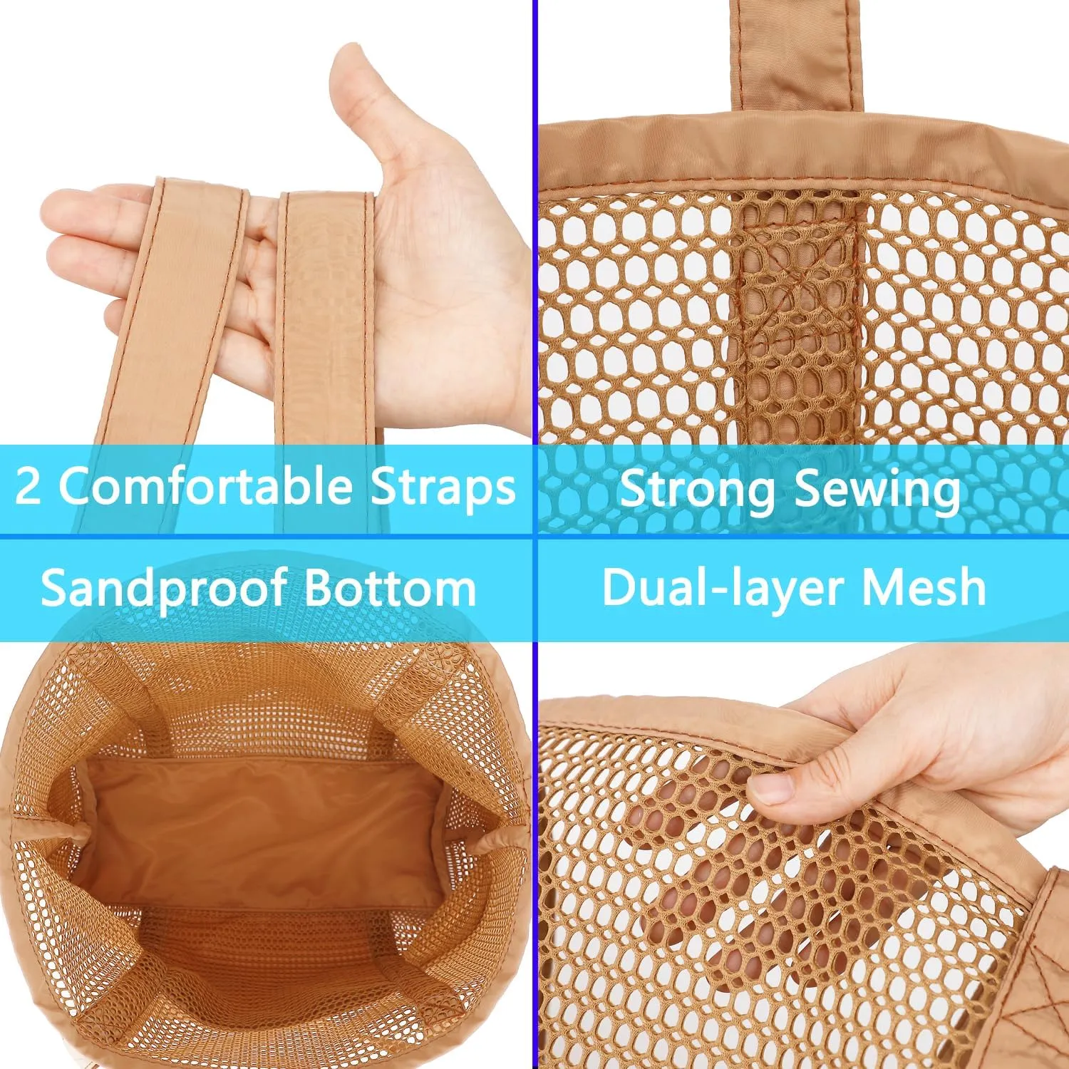 Mesh Beach Bag, Casual Womens Shoulder Handbag, Large Sandproof Beach Tote Bag for Pool/Travel/Vacation Essentials