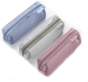 Mesh Cosmetic Bag Portable Clear Makeup Bags Mesh Zipper Pouch for Home Office Travel Accessories Organizer 3PCS(Pink/Green/Blue