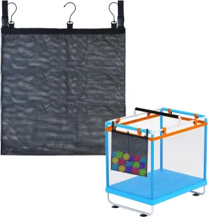 Mesh Side Pouch for Pool Storage Bin, Large 23.6*23.6" Mesh Bag Net Storage Bag Hanging Bags Expandable Organizer Bag with Hooks for Above Ground Pool Accessories, Beach Toys, Outdoor Supplies