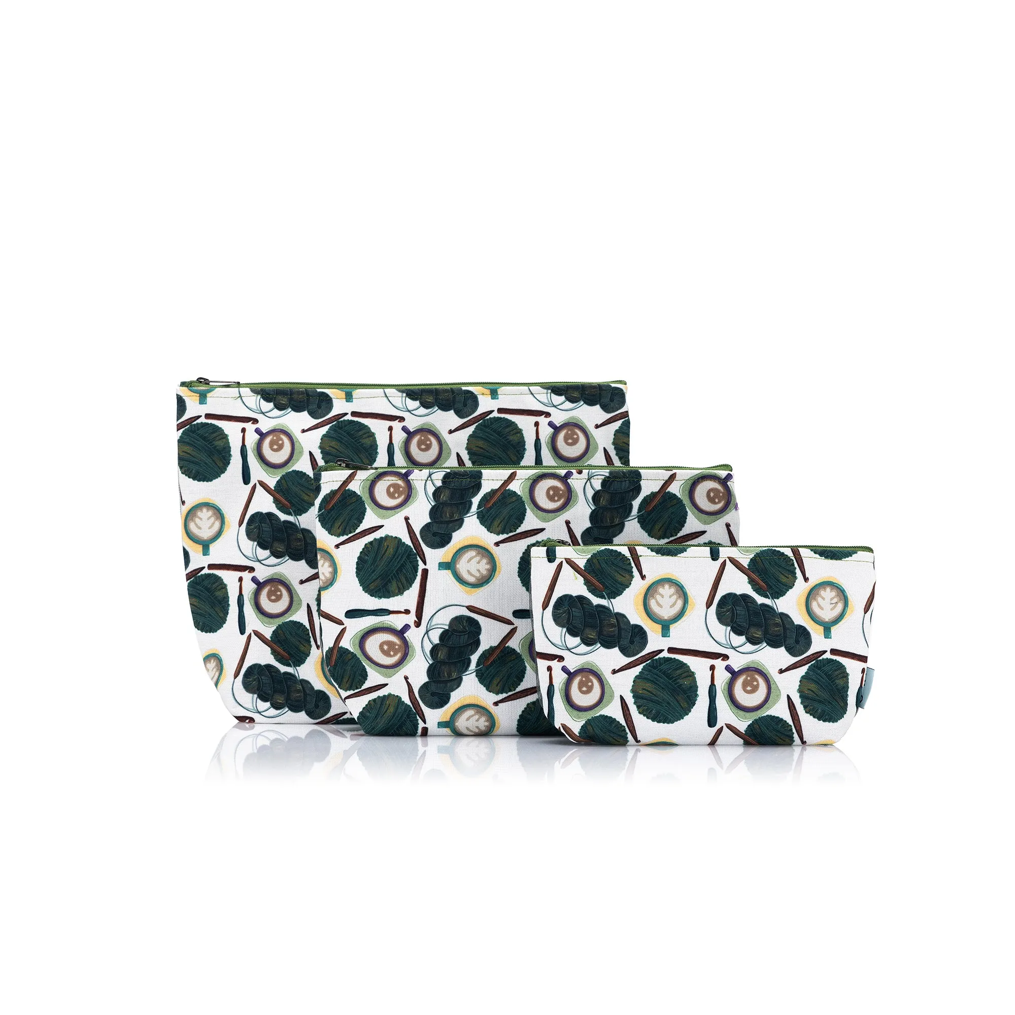 Mesh   Zip Collection | Coffee and Yarn Green Fabric Print