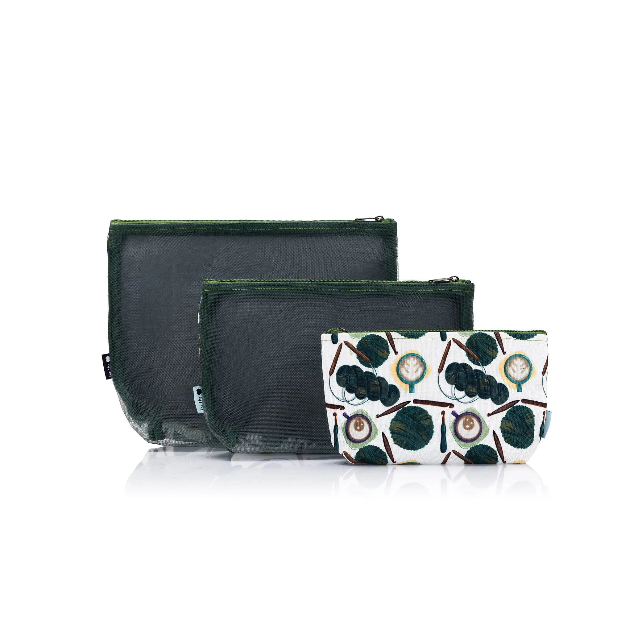 Mesh   Zip Collection | Coffee and Yarn Green Fabric Print