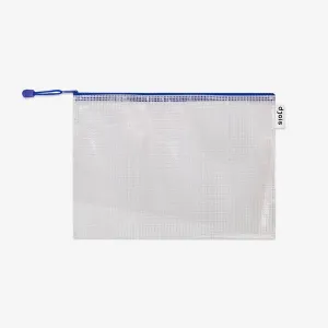 MESH ZIPPER BAG A4 // BLUE