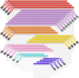 Mesh Zipper Pouch Bags, 32 Pcs Zipper Bags, 8 Size Waterproof Zipper Pouches for Organizing, Assorted Color Plastic Zipper Pouches, Mesh Bags with Zipper for Travel, School, Home and Office Supplies.