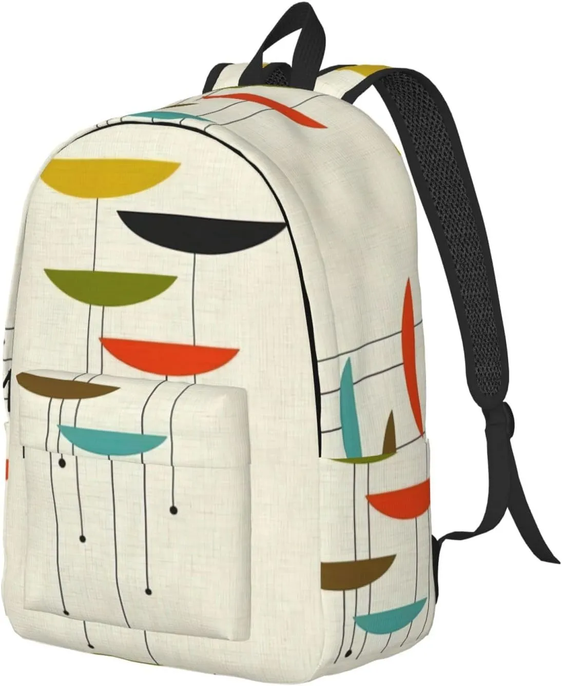 Mid Century Modern Prints Print Canvas Backpack Women,Mens Travel Casual Daypack Bookbag For Laptop Work Travel Hiking
