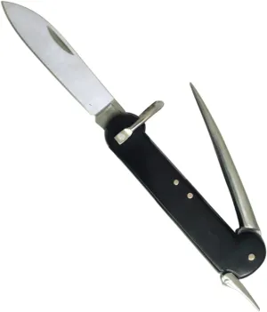 Mil-Tec German Black Sailor Pocket Knife | Compact Portable Robust Deck Multi-Tool for Outdoor Enthusiasts & Sailors | Marlin Spike for Rope Work | Eyelet to Fix on Clothes or Keychain | Steel Blade