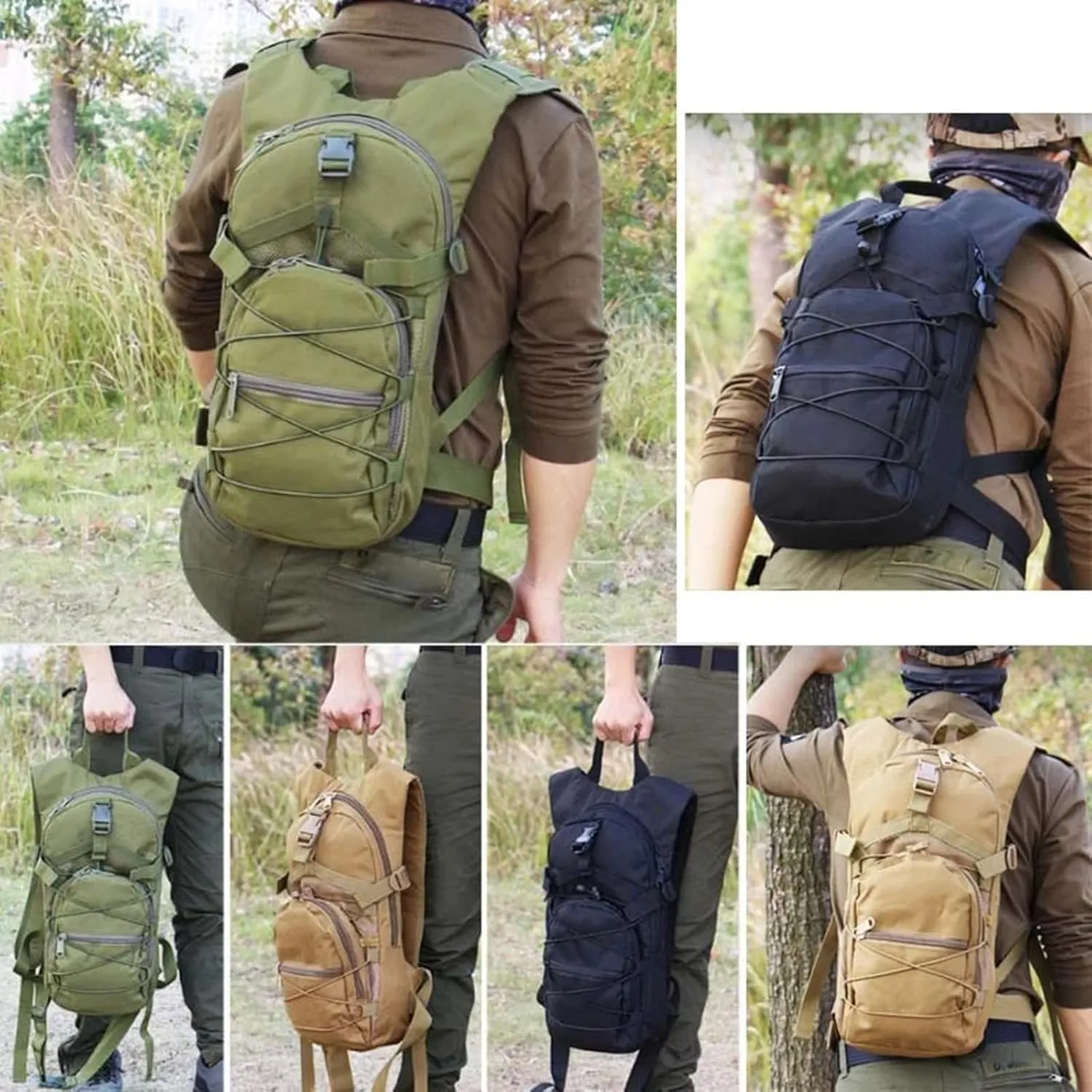 Military Molle Tactical Backpack,Outdoor Travel 15L Waterproof Oxford MOLLE Army Backpack, Breathable daypack Bag for Climbing Trekking Hiking Sports,Jungle camouflage