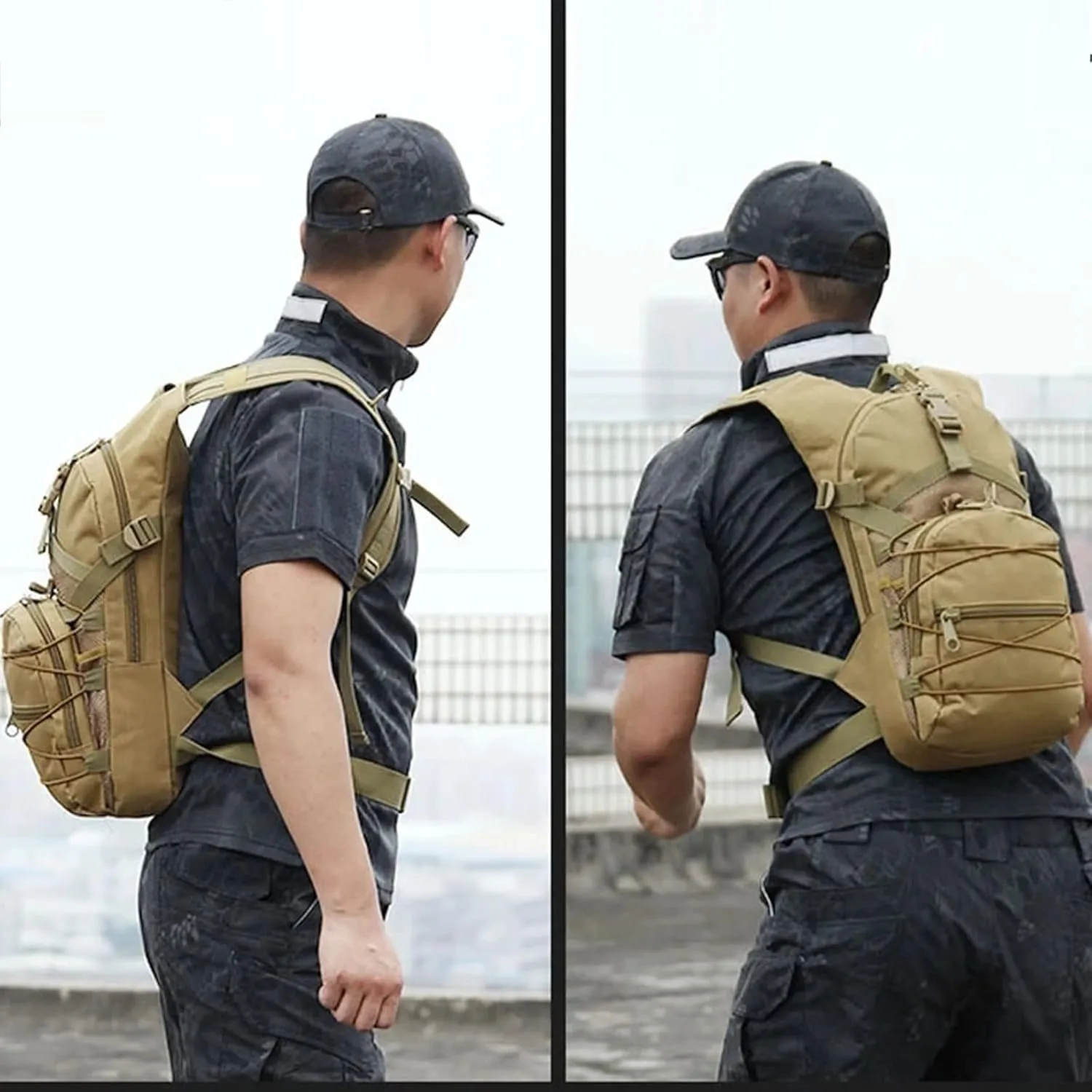 Military Molle Tactical Backpack,Outdoor Travel 15L Waterproof Oxford MOLLE Army Backpack, Breathable daypack Bag for Climbing Trekking Hiking Sports,Jungle camouflage