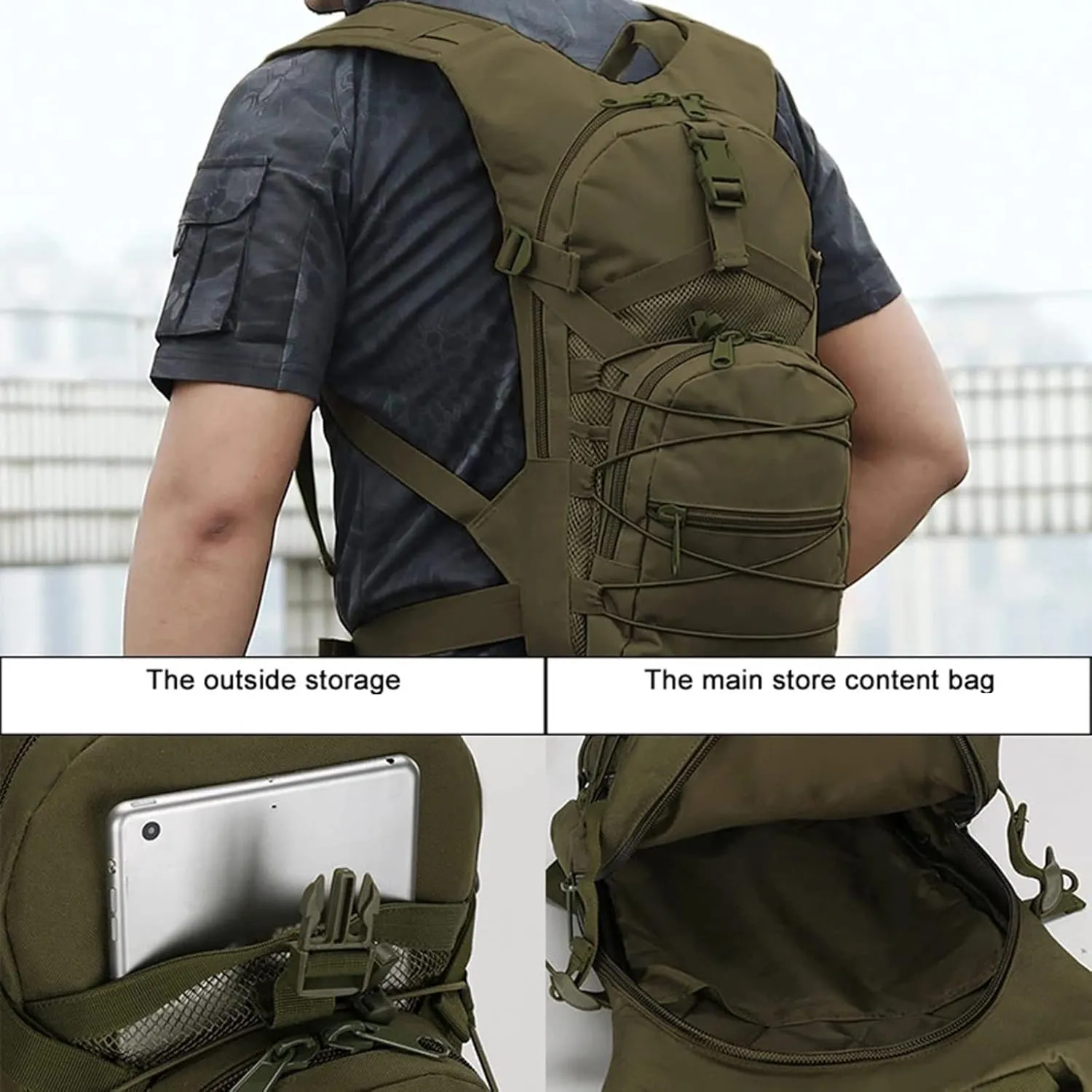 Military Molle Tactical Backpack,Outdoor Travel 15L Waterproof Oxford MOLLE Army Backpack, Breathable daypack Bag for Climbing Trekking Hiking Sports,Jungle camouflage
