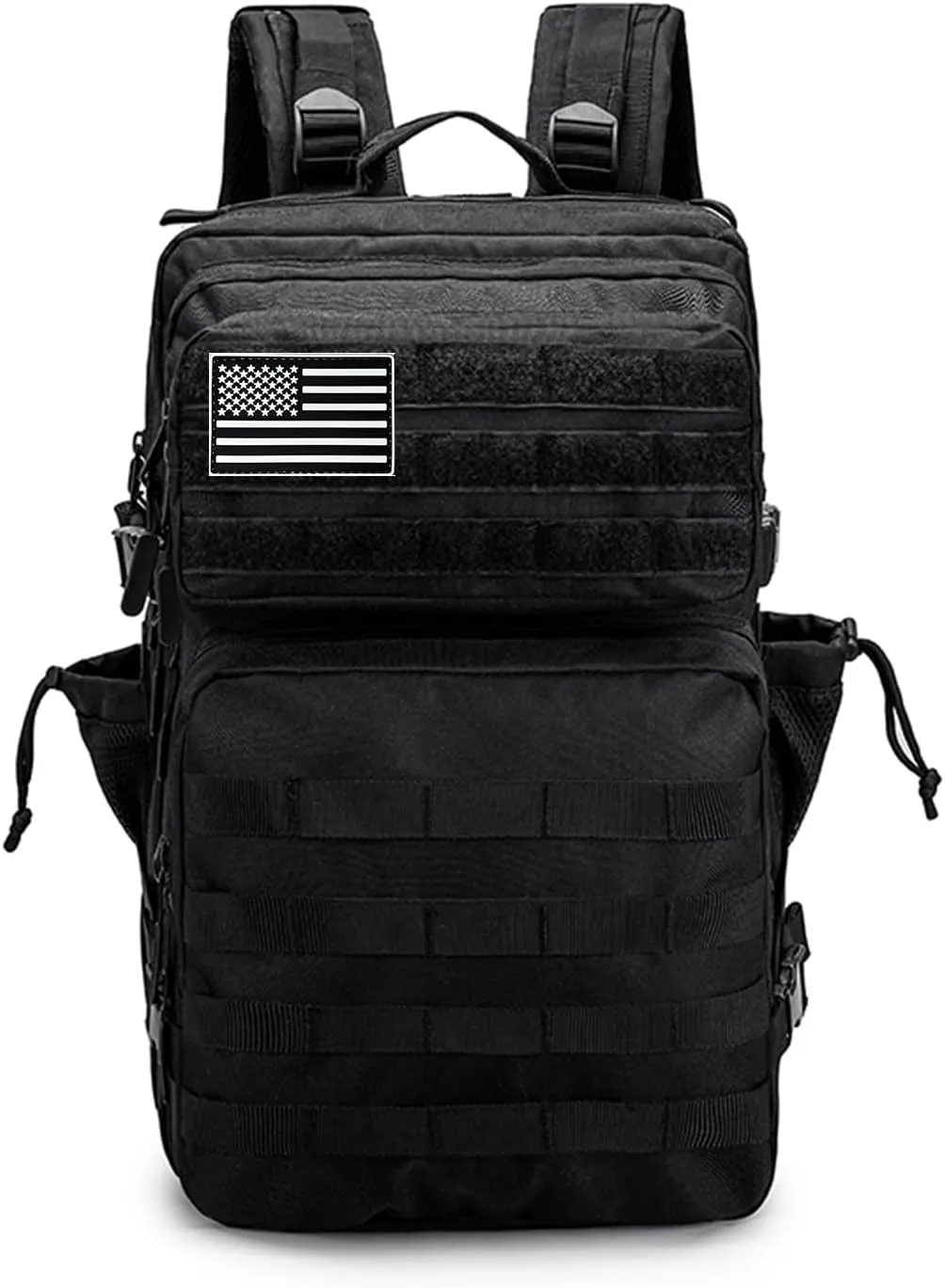 Military Tactical Backpack 45L Bug Out Bag Assault Pack Molle Daypack Hiking Gym Rucksack with Bottle Holder(Black)