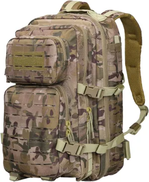 Military Tactical Backpack for Men 35L Small Molle System Water Resistant 3 Day Survival Assault Pack for Bug Out Bag Rucksack Travel Hiking Camping Gym Range Trekking Hunting Sport Work (Camo)