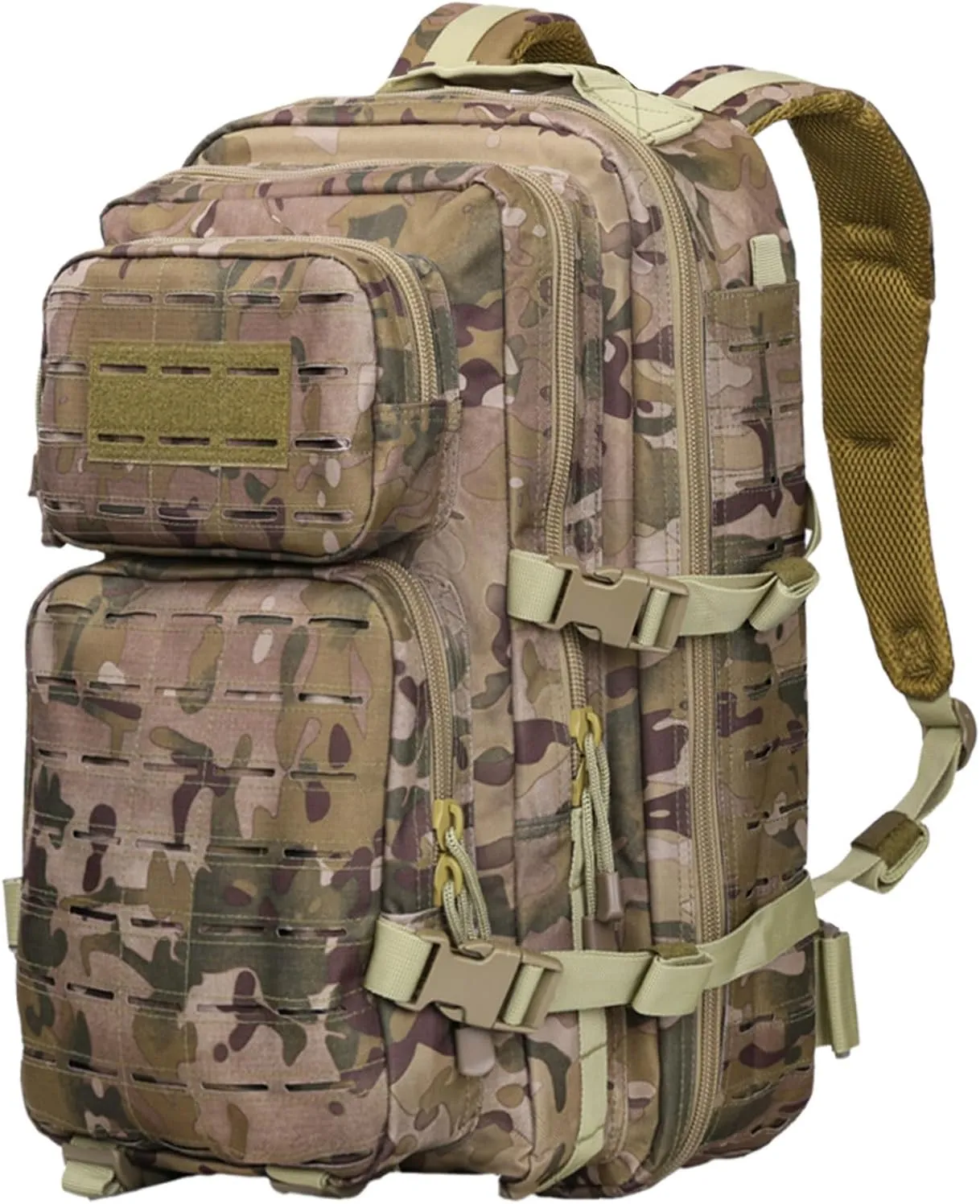 Military Tactical Backpack for Men 35L Small Molle System Water Resistant 3 Day Survival Assault Pack for Bug Out Bag Rucksack Travel Hiking Camping Gym Range Trekking Hunting Sport Work (Camo)