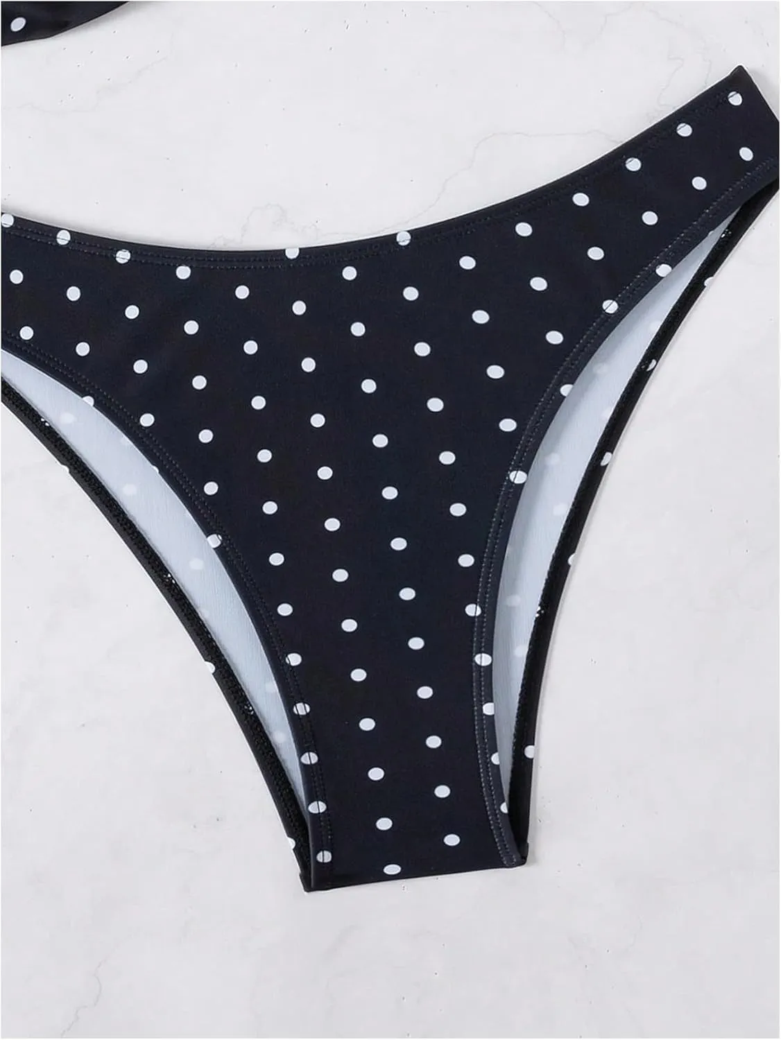 Milumia Women's Polka Dots Bikini Sets 2 Piece High Cut Tie Shoulder Swimsuit Beachwear