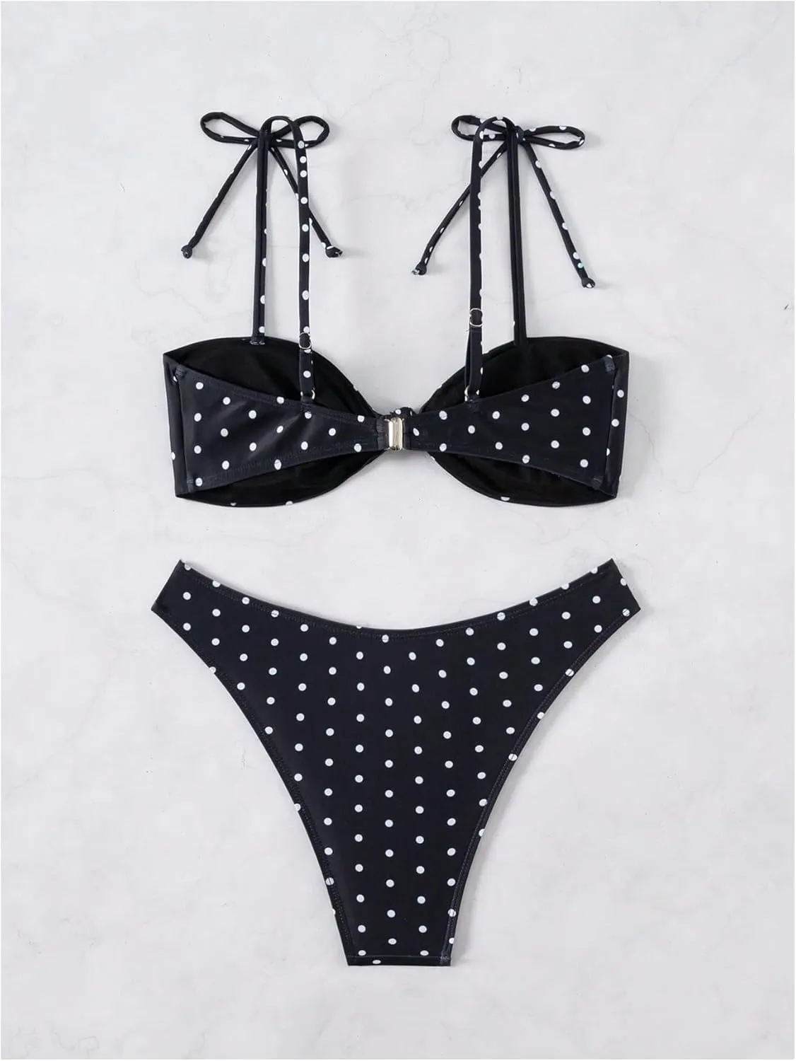 Milumia Women's Polka Dots Bikini Sets 2 Piece High Cut Tie Shoulder Swimsuit Beachwear