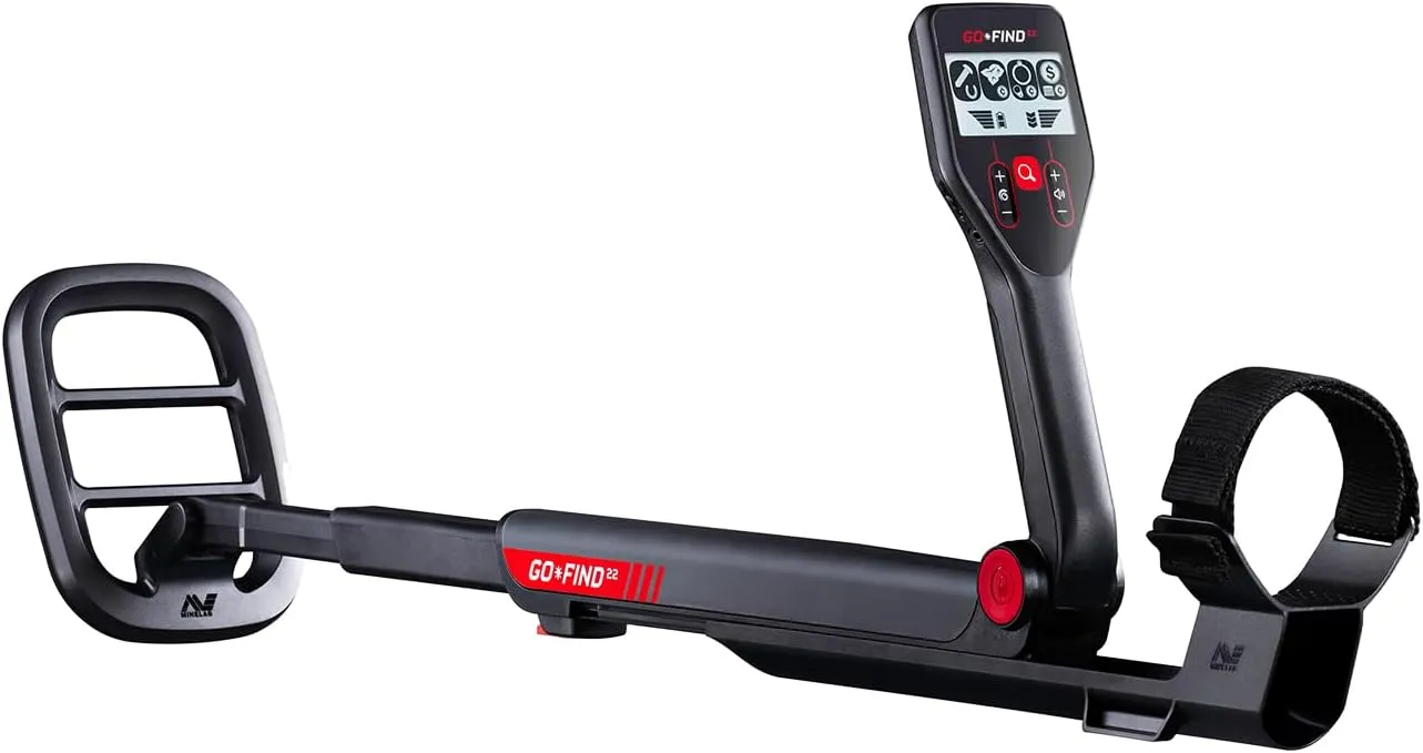 Minelab GO-FIND 22 Ultra-Light Collapsible Metal Detector for Adults & Kids with 8" Waterproof Coil