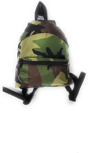 Mini Backpack, Ladies Purse Style Backpack with Front Pocket for Cellphone Made In USA. (Camouflage)