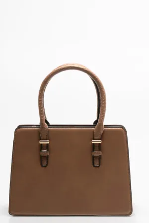 Mini Handbag With Handles And Strap Brown