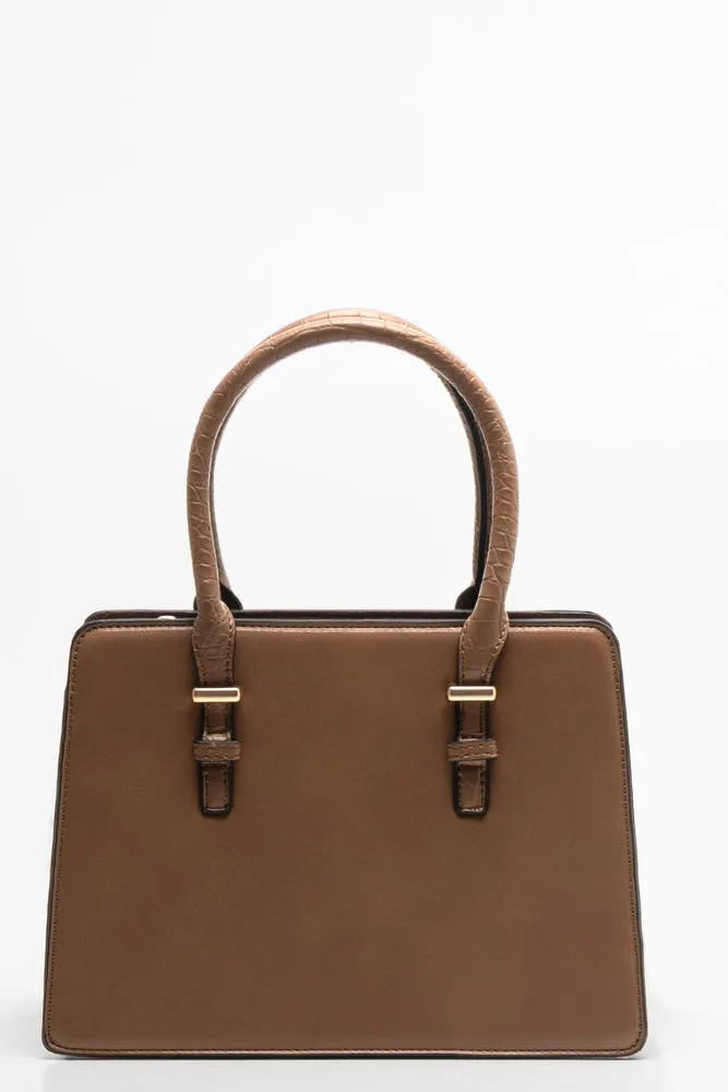 Mini Handbag With Handles And Strap Brown