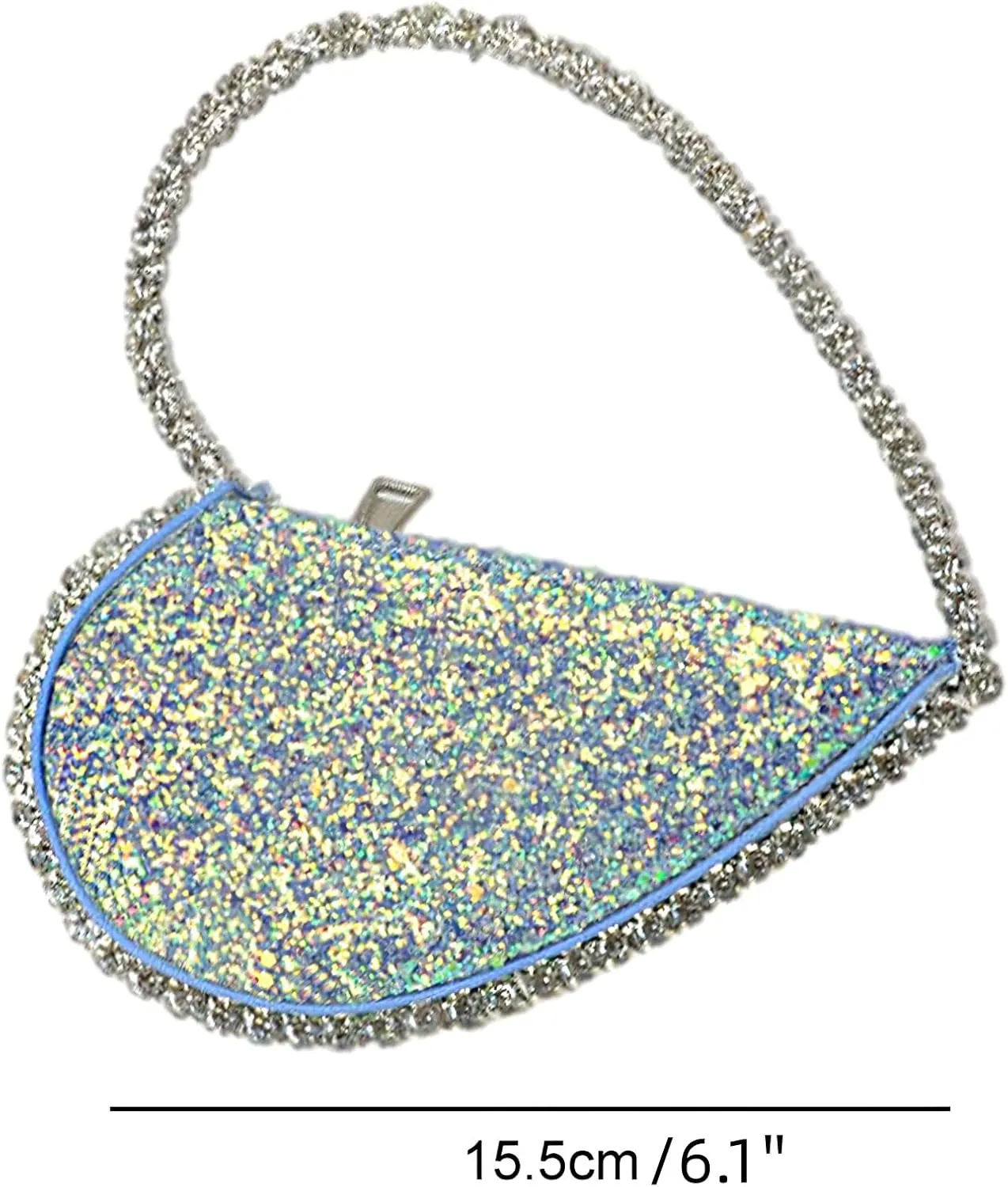 Mini Heart Round Shape Rhinestone Clutch Purse Bag Diamond Frame Glitter Bright Sequins Evening Handbag Wedding Party