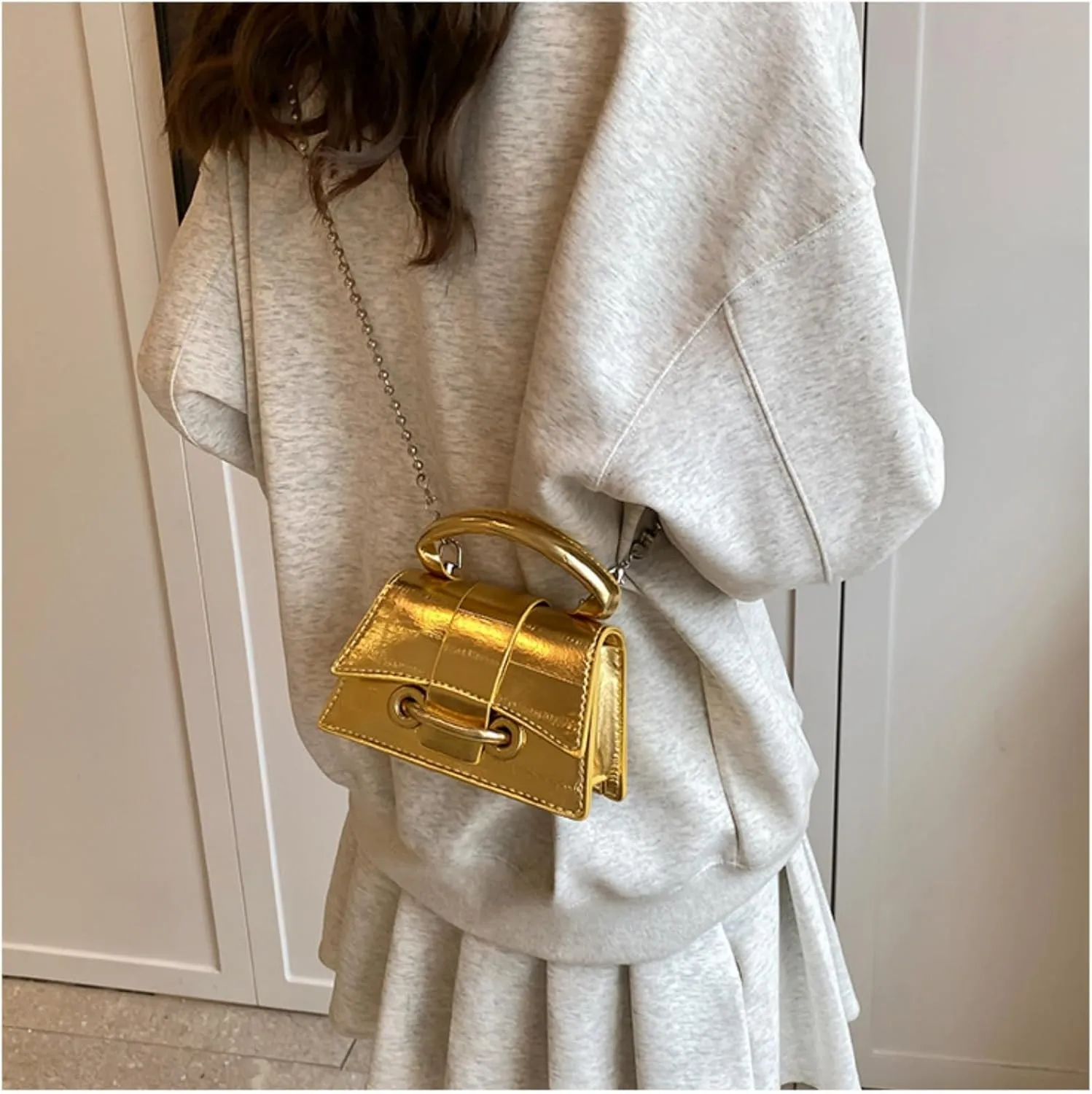 Mini Purses for Women, Y2K Top Handle Crossbody Bag Tiny Shoulder Handbag Stylish Party Prom Cocktail Clutch for Party