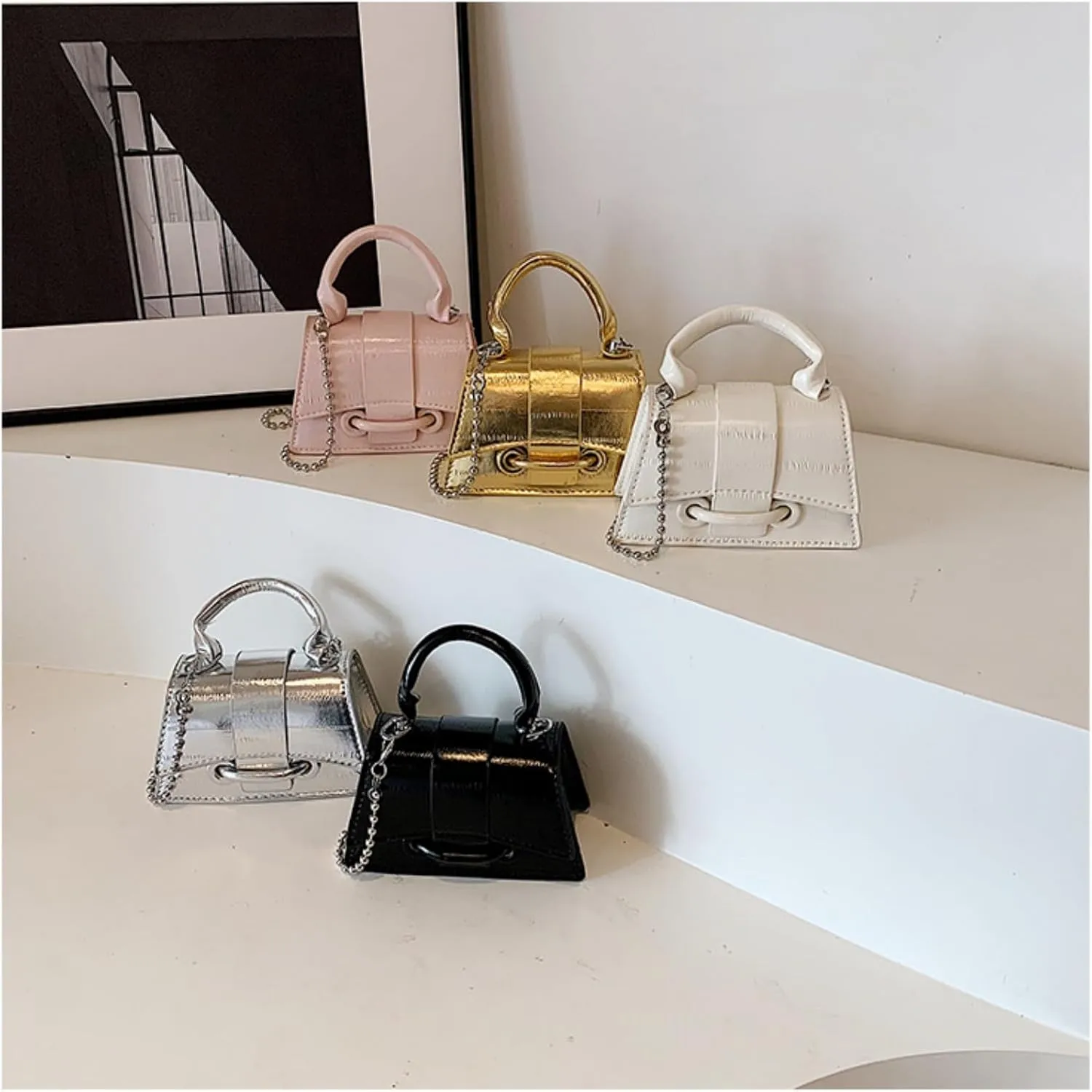 Mini Purses for Women, Y2K Top Handle Crossbody Bag Tiny Shoulder Handbag Stylish Party Prom Cocktail Clutch for Party