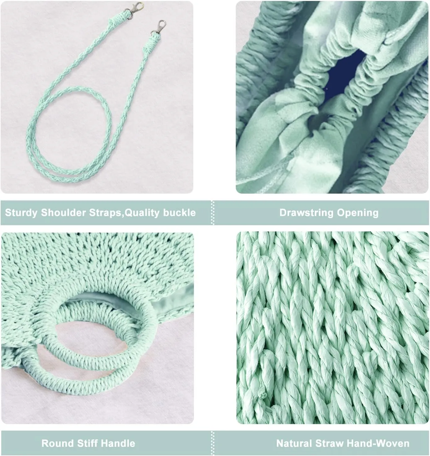 Mini Semi-circle Rattan Straw Bag, Hand-woven Women Summer Retro Beach Tote Shoulder Bag Crossbody Travel Beach Bag