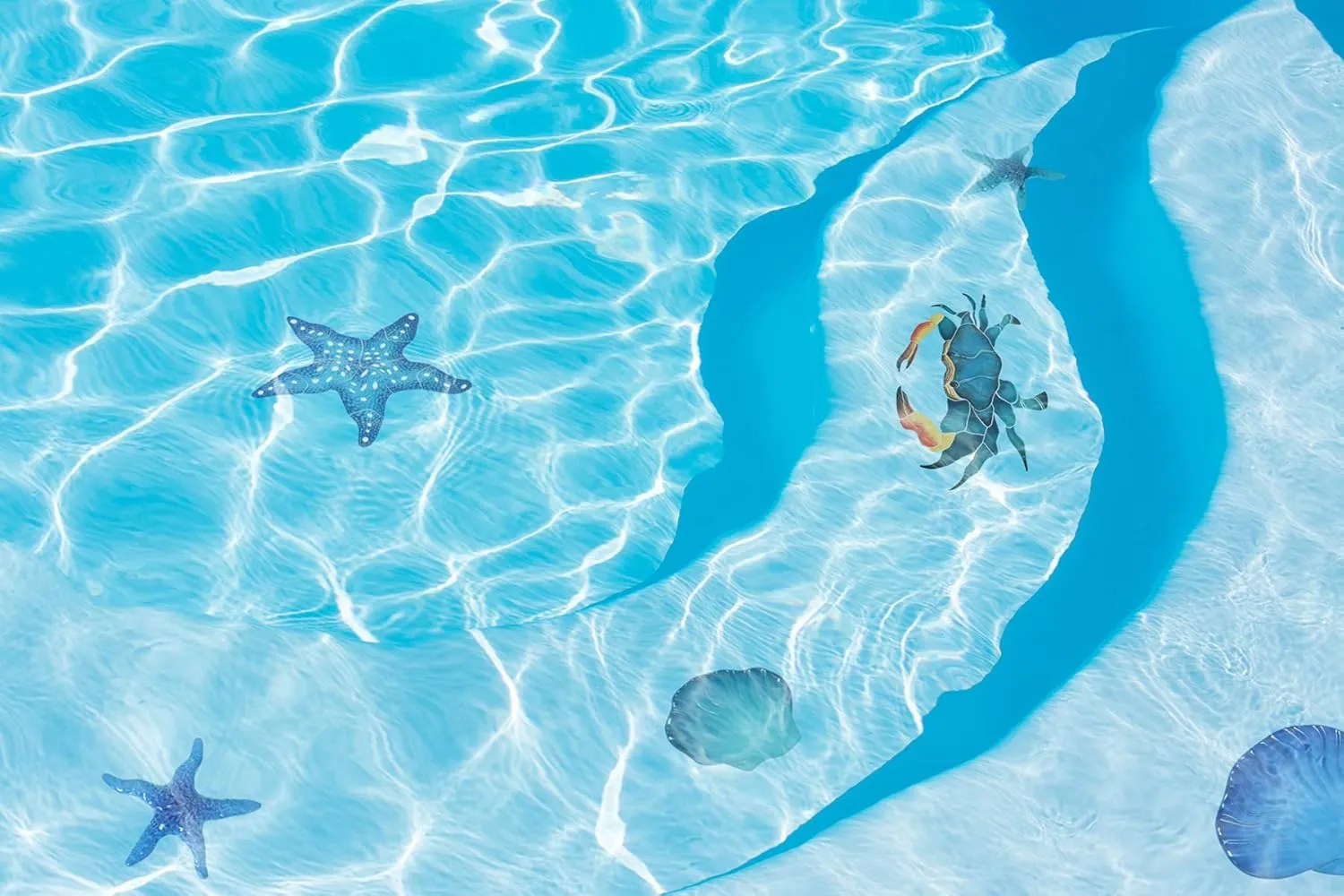 Mini Starfish Ceramic Swimming Pool Mosaic (5", Tan)