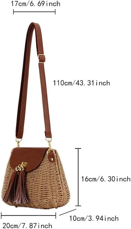 Mini Straw Shoulder Bag for Women Chic Woven Hobo Handbag with Tassel Rattan Clutch Purse Beach Party College Tote 2025