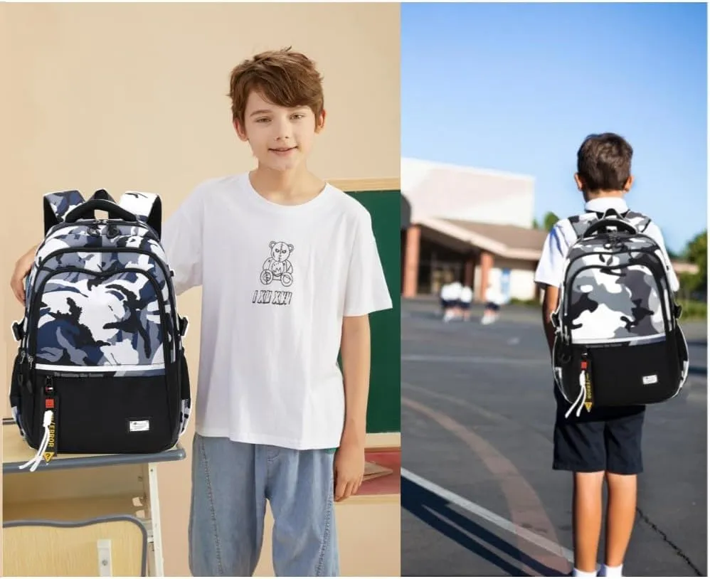 MITOWERMI Boys Backpack for Kids Camouflage School Bags for Elementary Primary Student Bookbags Middle Backpacks Teen Casual Travel Back Packs