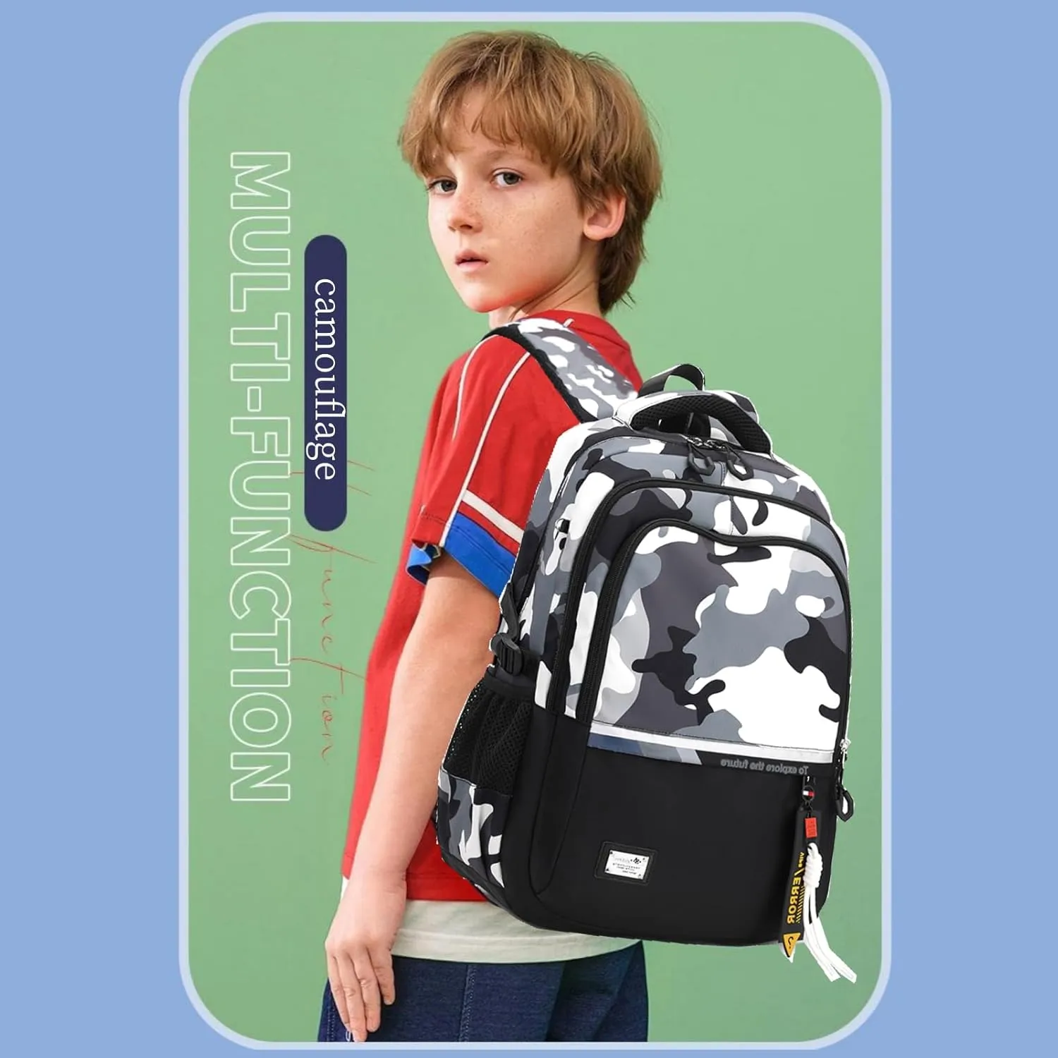 MITOWERMI Boys Backpack for Kids Camouflage School Bags for Elementary Primary Student Bookbags Middle Backpacks Teen Casual Travel Back Packs