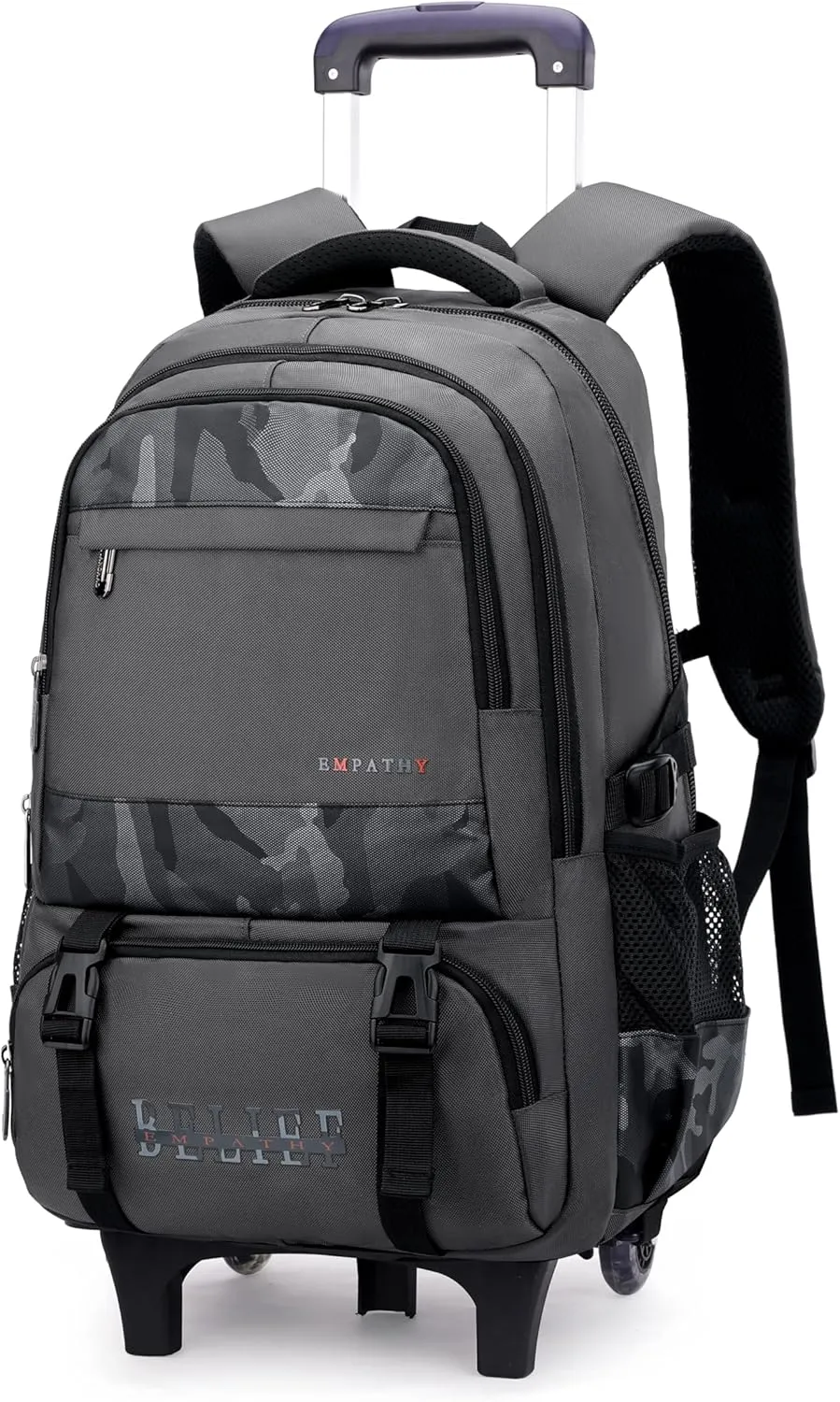 MITOWERMI Camouflages Grey Boys Rolling Backpacks Kids Carry-on Luggage Camo Bookbag with 2 Wheels Boys Teens Wheeled Backpack Trolley School Bags
