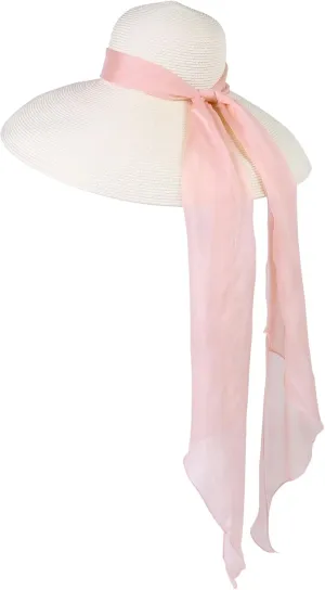 MIU Audrey Hepburn Hat for Women - Wide Brim, Adjustable, 100% White Straw Hat - Perfect for Beach Holiday