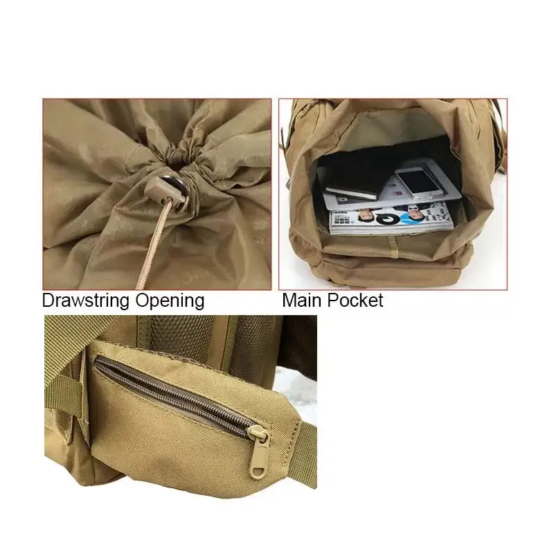 Molle 60L Camping Backpack Tactical Bag Military Large Waterproof Backpacks Camouflage Hiking Outdoor Army Bags XA281WA