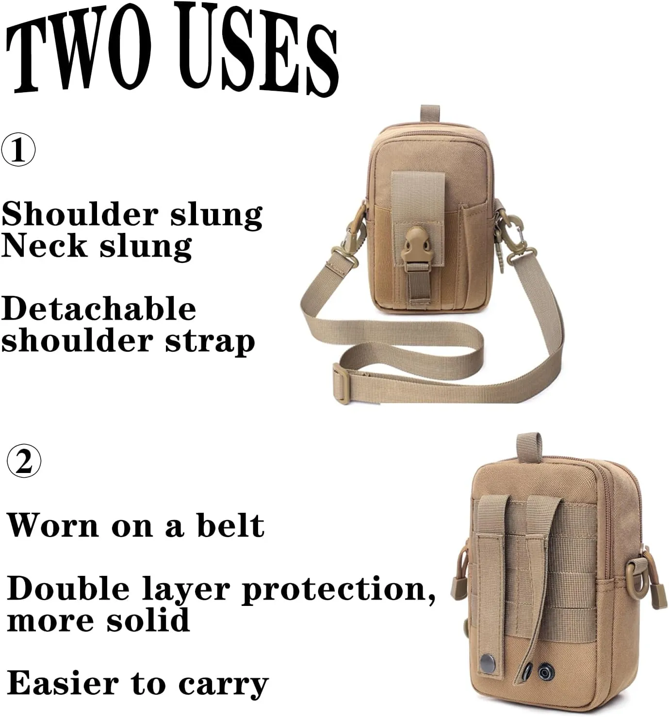 Molle Bags, Tactical EDC Bags, Multi-Purpose Tactical Backpacks and Compact Multi-Pocket Tool Bags with Cushioned Shock Protection Inside. Ideal for Outdoor Travel, Hiking(Green)