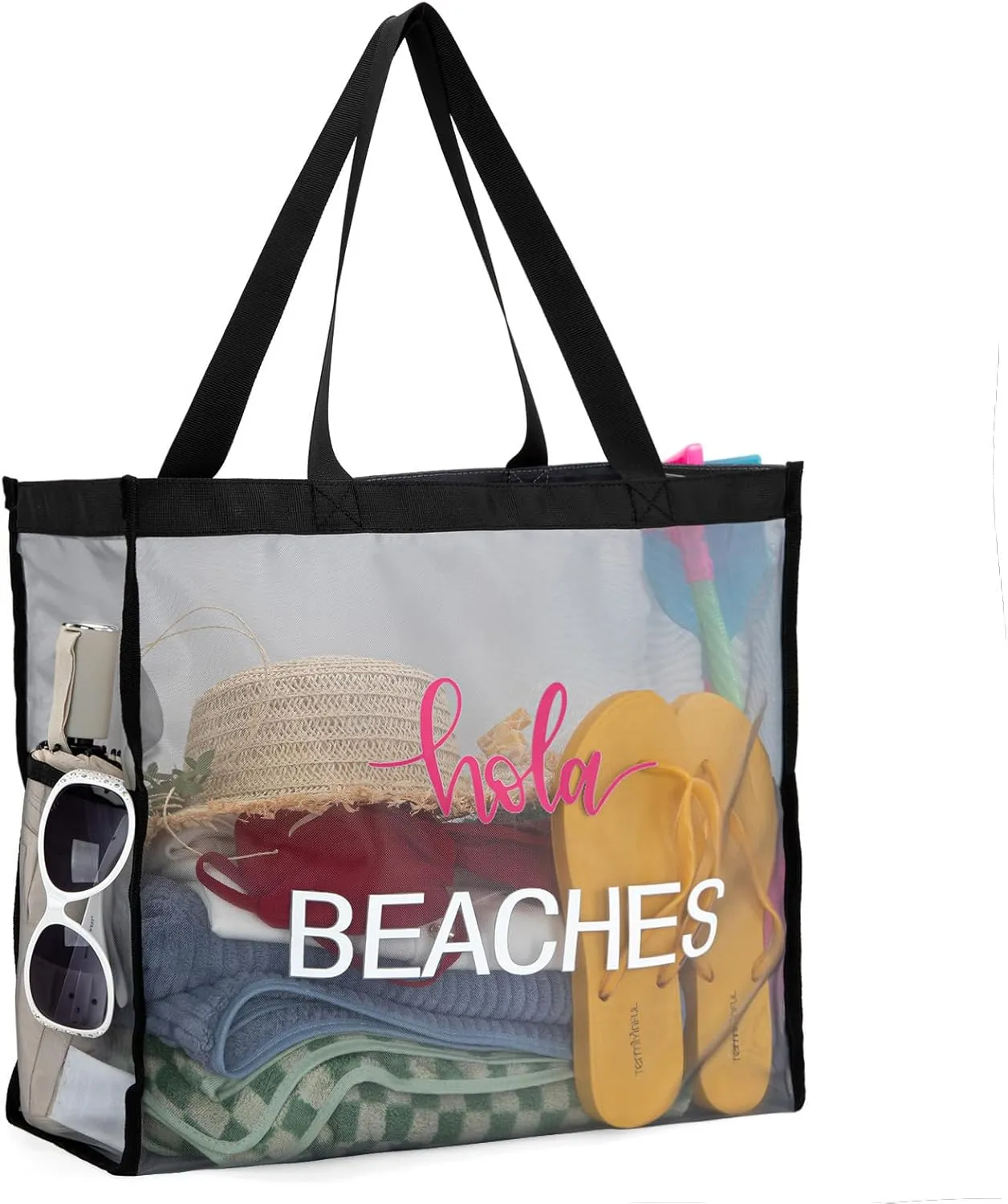 Montana West Large Mesh Beach Tote Bag Net Mesh Pool Bag with Two Pockets